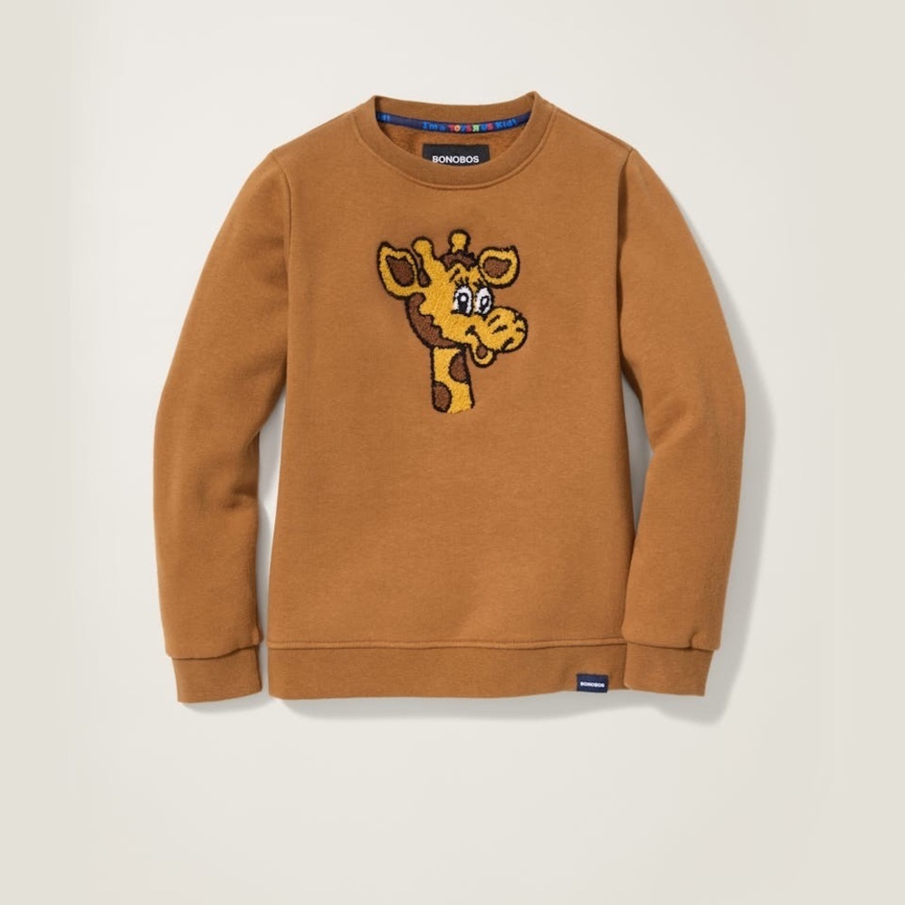 Bonobos Kids Toys "R "Us Geoffrey Giraffe Crew Neck Sweatshirt Teddy Brown $69